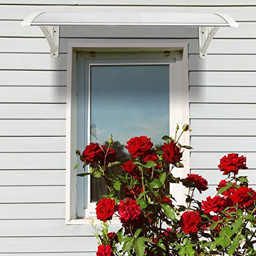 Awnings-for-Doors-Windows-40×32-Polycarbonate-Door-Window-Awnings-Exterior-Patio-Entry-Door-Front-Door-Overhang-Awning-Canopy-for-Rain-Shutter-Snow-and-UV-Protection-Hollow-Sheet-Clear-Board Awnings for Doors Windows 40×32 Polycarbonate Door Window Awnings Exterior Patio Entry Door Front Door Overhang Awning Canopy for Rain Shutter Snow and UV Protection Hollow Sheet Clear Board