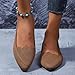 Women's Pointed Toe Suede Shoe Super Soft Bottom No Tired Feet Flat Shoes Fashion Casual Solid Temperament Flats（Brown,8.5