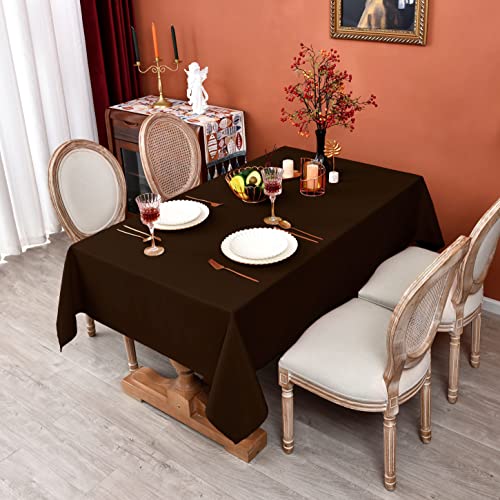 Meanmoy Brown 210 Gsm Water & Stain Resistant Square Tablecloth - Solid 54 X 54 Inch Rectangle Table Cloth Cover In Wrinkle Free Washable Wipe Clean Polyester Fabric For Wedding, Party, Banquet #TOP1