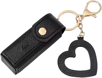 PU Leather Potable Chapstick Holder Key Chain Bulk with Mirror Soft Lip-Balm Holder Travel Storage Case
