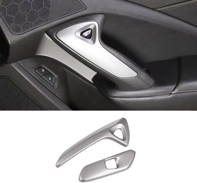 Car Accessories for Chevrolet Corvette C7 2014-2019 Car Door Electric Switch Button Frame Trim Cover Decorative Cover ABS (Glossy Black) 2PCS
