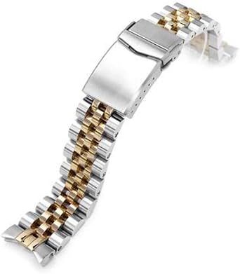 Cinturino per orologio con cinturino 20mm Orologio da polso in acciaio  inossidabile 316L ANGUS Jubilee per Seiko Alpinist SARB017 (o Hamilton K.),  spazzolato con chiusura a V centrale IP oro : Amazon.it: