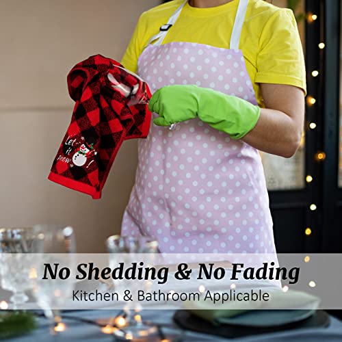 Mceast 3 Pack Christmas Hand Towels 14 X 25 Inch Cotton Towels Embroidered Christmas Bath Towels Red And Black Buffalo Plaid Hand Towels For Bathroom Kitchen Soft Washcloths For Drying, Cleaning #TOP5