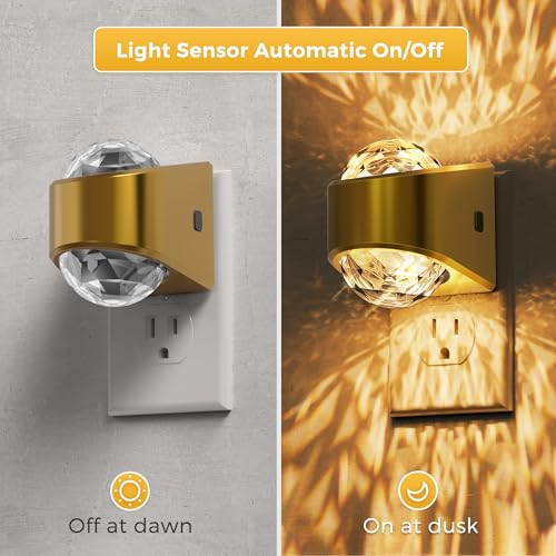 Image of L LOHAS LED Projector Night Light,[2-Pack] Night Lights Plug into Wall,Dusk to Dawn Sensor,3000K Soft White,Brightness Adjustable,Projector Nightlight for Bathroom Bedroom Hallway
