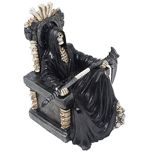 Estatua Grim Reaper en Trono con Guadaña para Decoración Halloween miniatura 2