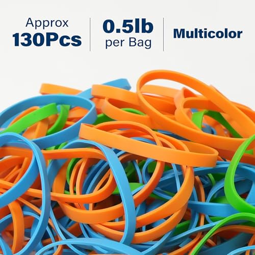 Bandes en caoutchouc épaisses LotFancy taille 64 | Élastiques de bureau 200g colorés - 3