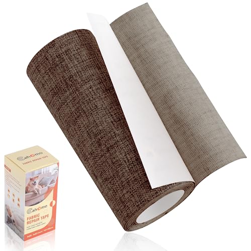 Cahomo Parche de Tela de Lino Autoadhesivo, 10 * 160 cm Parches de Reparación de Lino, para Tapizar, Sofá, Asientos de Coche, Bolsa de Lona, Muebles, Café marrón oscuro