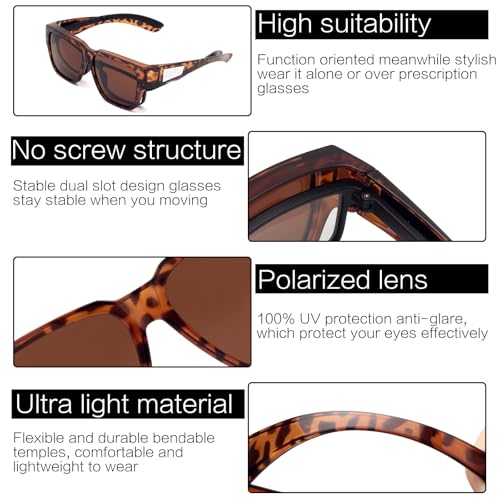 Face Shadow Polarized Sunglasses Fit Over Glasses for Men Lightweight Square Sun Glasses UV400 Protection Shades4