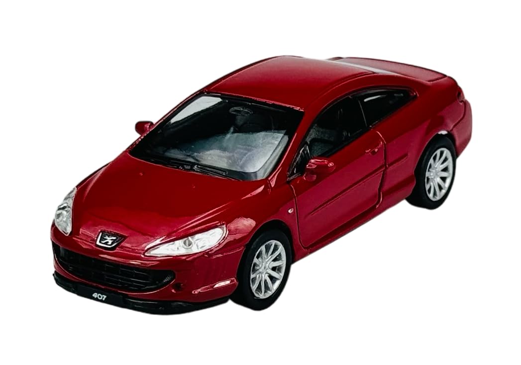Welly Peugeot 407 Coupé Rouge 2004-2011 - Modèle Voiture Métal 1/34-1/39 Environ 11 Cm