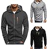 VANVENE Mens Hoodie Sweatshirt Jackets Lightweight Long Sleeve Zipped Hoodie Jumper Top Sweaters New-Grey 3XL #4