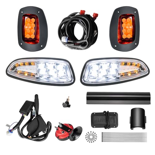Orle Oko Deluxe Led Headlight Taillight Golf Cart Light Kit Compatible Ezgo Rxv 2008-2015, 12V Street Legal Golf Cart Lights Kit With Turn Signal Switch, Brake Pad, Horn