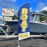 QSUM Bootsverkauf Swooper-Flagge, 30,5 m Bootsverkauf, Werbeflagge mit Stangen-Set, Erdspieß, Bootsverkaufsschilder, Federflagge für Unternehmen und Schaufenster