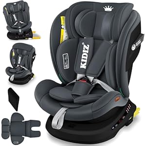KIDIZ® Kindersitz i-Size ECE R129 Babyautositz Rebounder Kinderautositz Isofix Top Tether 360° drehbar Gruppe 0/1/2/3 ab Geburt - 12 Jahre 0-36kg 5-Punkt-Sicherheitsgurt