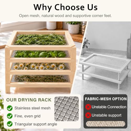 Montex Stackable Wooden Herb Drying Rack, Stainless Steel Mesh Drying Rack — 사진 6