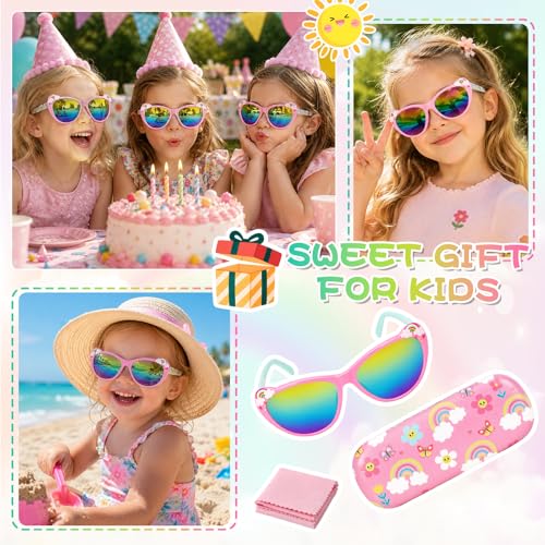 Image of Kids Sunglasses for Girls with Eyeglasses Case for Party Beach Dress Up Glasses