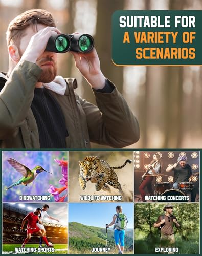 Prismaticos Profesionales para Adultos 10x42 Prismaticos Largo Alcance, Antiniebla e Impermeables, Prismas BaK4 y Lentes FMC, Potentes Binoculares para Observación de Aves, Caza, Senderismo