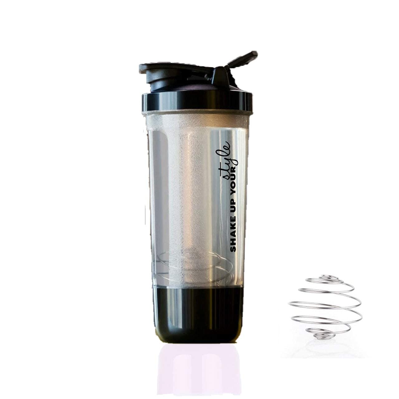 Xmart India Leak Proof BPA Free Material 600ml Protein Shaker Bottle for Protein Mix with Storage Compartment and Stainless Steel Blender Ball for Pre/Post Workout Drinks, Gym, Cycling - Image 5 thumbnail