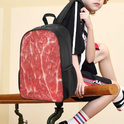 Raw Meat Pork Pattern Travel Backpack Laptop Shoulders Bag Casual Daypack for Business Hiking for Women Men4