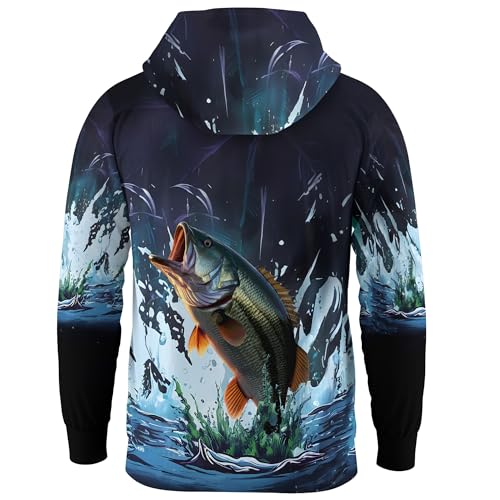 Mens Fishing Zip Up Hoody for Dad Jumping Bass Fish Out of the Water Zipper Hoodie Fishing Jacket3