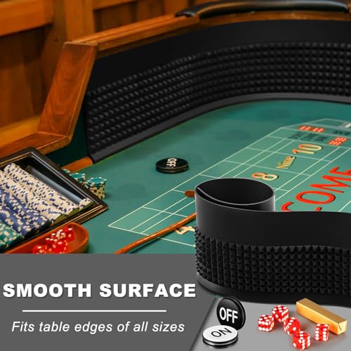 Leyndo Craps Tabletop Game Set, Includes 48\"x11\" Rubber Craps Diamond Pyramid Bumper, Casino Grade AAA 19mm Dice, 3 Inch On/Off Buttons for Casino Poker Nights(Black)