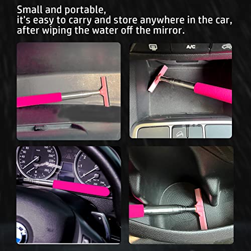 Smeyta 1Pc Car Side Mirror Wiper,Car Rearview Mirror Wiper,Car Side Mirror Squeegee,Retractable Mirror Wiper Cleaner,Portable Cleaning Tool For All Vehicles(Rose Red,1Pc) #TOP6
