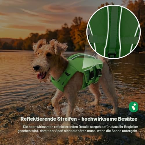 KONVINIT Schwimmweste Hund,Hundeschwimmweste,Schwimmwesten für Hunde -Dog Life Jacket für Kleine Mittel Große Hunde zum Bootfahren,Schwimmen,Surfen,Größenverstellbar mit Griff und Reflektoren