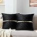 Fundas de Cojín para Sofá 40x40 cm Negro Terciopelo Suaves Funda de Almohada Cuadrado Decorativa para Sofá Cama Hogar Oficina Coche Sala de Estar Dormitorio Interior Exterior Juego de 2