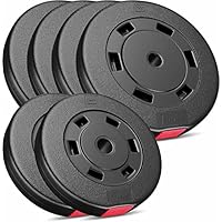 Hop-Sport halterschijven set 20 kg kunststof met 30 mm boring gewichtsschijven voor thuis fitness en krachttraining in je homegym duurzame gewichten set met 2x10 kg halterschijven