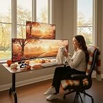 ARES WING Dual Monitor Arm for 17-49 Inch Monitors Stacking, White | Vertical Gas Spring Double Monitor Mount with USB, Adjustable Dual Monitor Mount for Desk