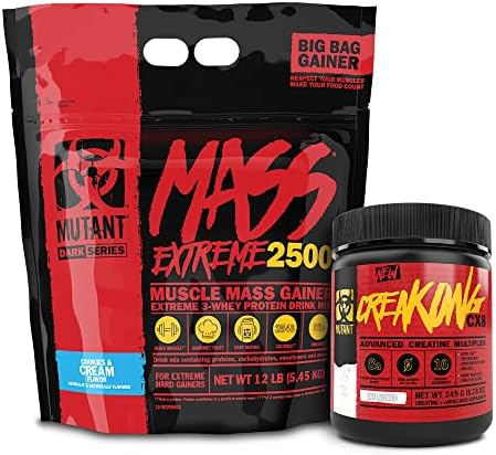 Mutant Mass Extreme Gainer 12lb Cookies and Cream and Creakong CX8 249 g Bundle