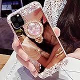 spiegel rosenthal Luxury Design: Dieser Schmuckkoffer mit luxuriösem Kristall -Muschel -Design, die Rückseite des Gehäuses mit Intarsien künstlicher Strass -Diamanten, Anzüge für Teenager, Teenager -Mädchen und Frauen