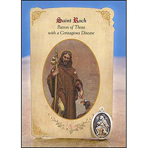 Médailles de guérison et carte sainte Saint Roch 1home protection lot de 6