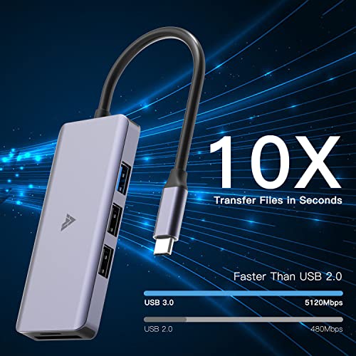 Image of Vaku Luxos USB Hub Type C SENTINEL 7IN1 multiport USB 2.0 /3.0 High-Speed Adapter connector (5GBPS) data transfer Converter Extension, 4K HDMI, SD /TF Card Reader docking station USB A Port Compatible with Macbook Air Pro (M1, M2 etc), iPad Pro Air, Laptop, and Other Type C Mobile & Devices