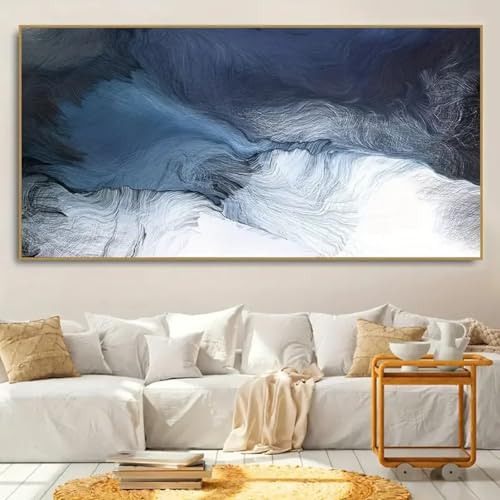 Art moderne abstrait : grande peinture sur toile encadrée 50x95 cm pour salon