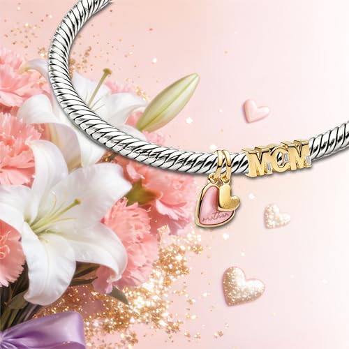 Image of Mom Family Charms Bead for Bracelets and Necklaces Jewelry Charm for Women Valentine Mother's Day