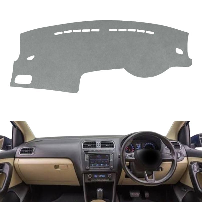 Image of Car Dashboard Cover Compatible with Volkswagen Polo 2010-2022 Dustproof, UV Resistant | Sun Shade Carpet | Custom Fit Car Accessories (Gray)