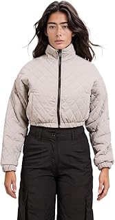 Ravin Womens CROPPED PUFFER JACKET - LIGHT GREY Women Jacket