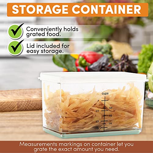 Spring Chef Professional Box Grater With Storage Container, Stainless Steel & Soft Grip Handle, 4 Sides, Handheld Kitchen Food Shredder Best For Parmesan Cheese, Vegetables, Ginger, 10" Mint #TOP3