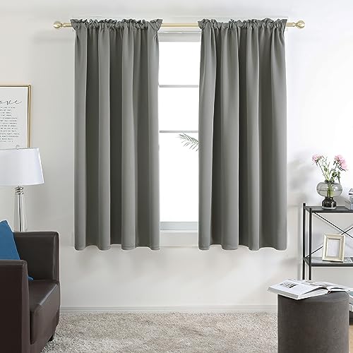 Image of Deconovo Blackout Curtains Set of 2, 5.2 Feet Long, Black Curtains for Bedroom, Thermal Insulated Window Curtains for Living Room - 52W x 63L Inch,Light Grey Eyelet