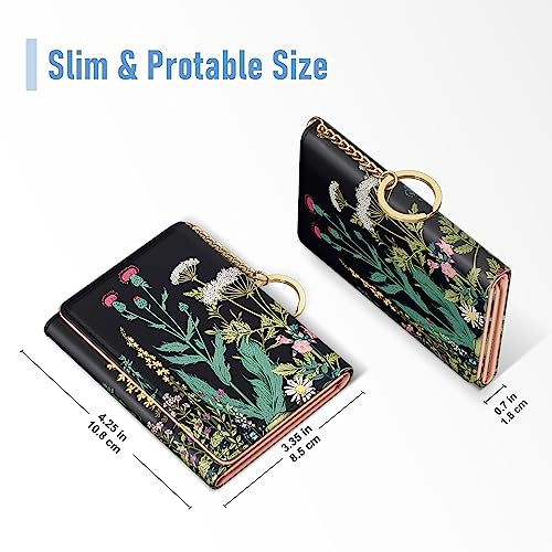 Image of Rouidr Women's Slim Leather Wallet, Dandelion, 4.25 x 3.35 x 0.7 in, 1.8 oz