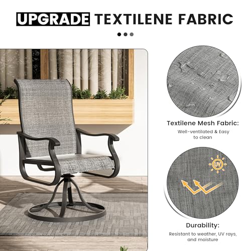 Set of 2 Outdoor Swivel Dining Chairs with High Backs – All-Weather Rockers for Lawn, Porch, or Garden (Dark Grey)