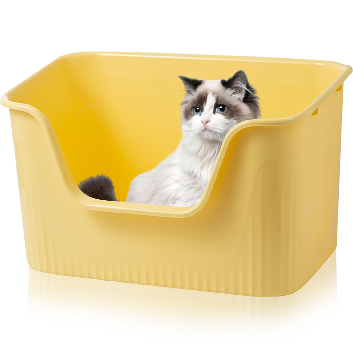 Duscdesp Katzenklo Offen Groß 44x38x22cm, Katzentoilette Hoh