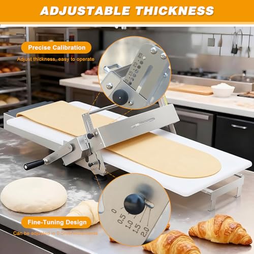 Laminadora de masa plegable manual ajustable de acero inoxidable de mesa 7