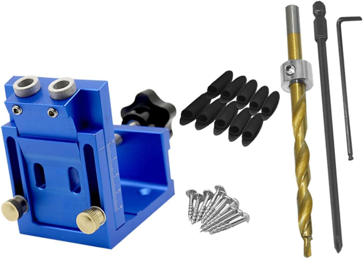 Alloy Hole Punch Locator 15 Degree Portable for Woodworking Double Pocket Hole Jig Kit Random