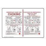 ComplianceSigns.com Emergency Care For Choking English + Spanish Label Decal with Symbol, 14x10 in. Vinyl for Emergency Response