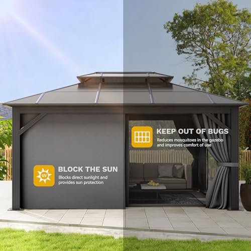 image for DWVO 10x12ft Gazebo Hardtop Double Roof Polycarbonate Canopy Outdoor w