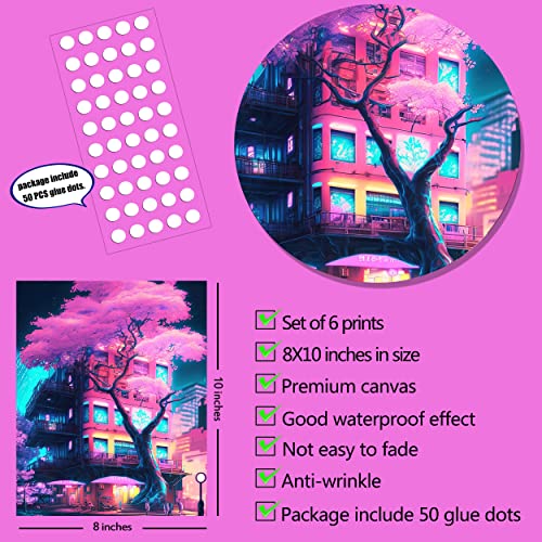 Qqqdada Japanese Wall Art Prints Set Of 6 Anime Posters Abstract Illustration Wall Art Comic Sakura Picture Fashion Canvas Art Painting For Living Room Bedroom Wall Decor (8"X10" Unframed) #TOP1
