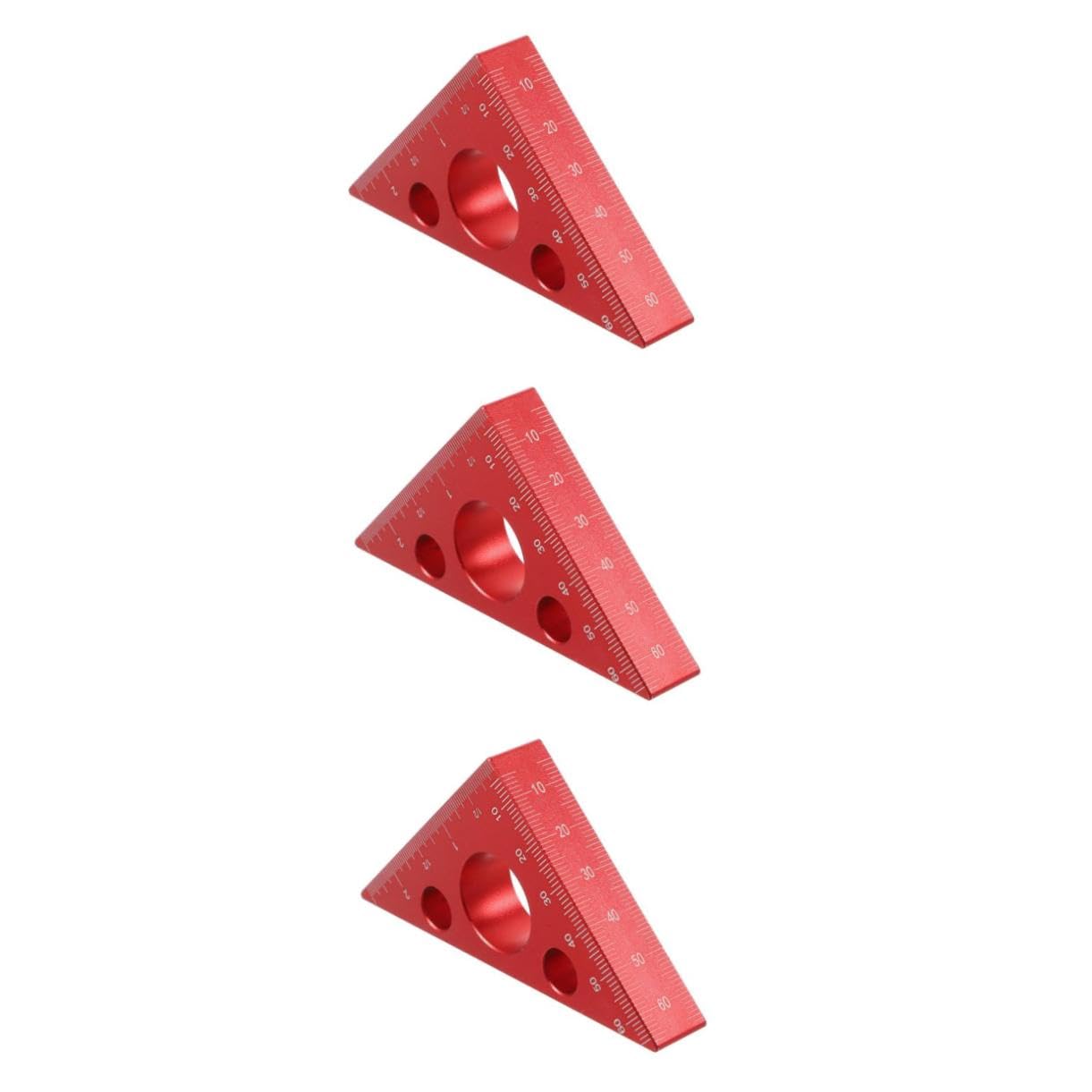 Lurrose 3 Piezas Regla de Carpintero de Aleación de Aluminio Engrosada Regla de Ángulo para Medición de Herramientas de Carpintería Diy Rojo