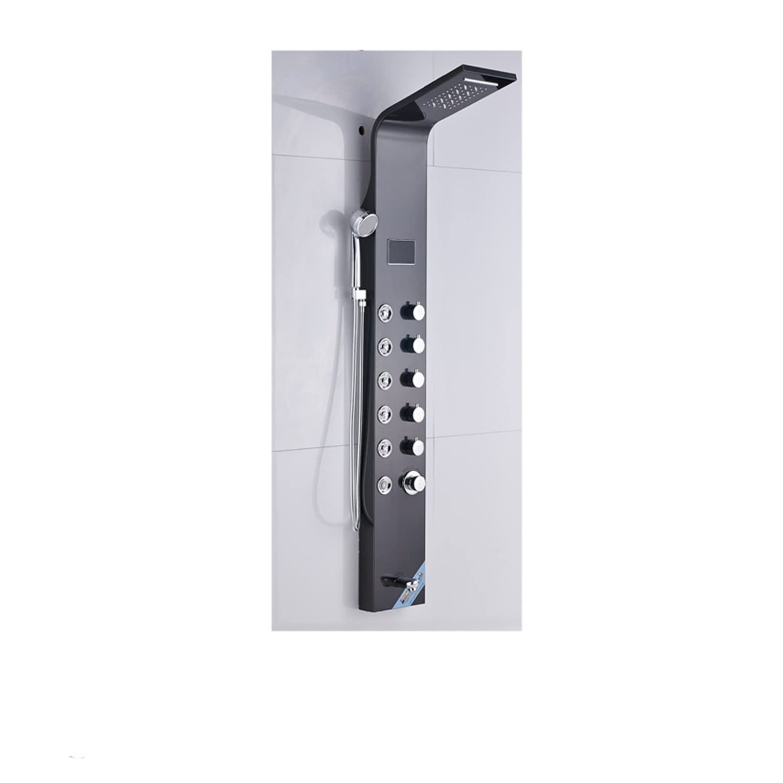 Soywim Black 8007 Shower System, Led Black Shower Faucet Bathroom Spa Massage Jet Column System Waterfall Rain Panel Bidet Sprayer Tap(Black 8007)