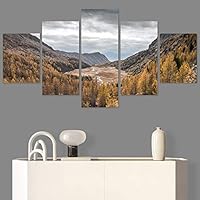SIGNWIN 5 Panel Canvas Wall Art Valley Rivers for Home Decorations Ready to Hang - 60